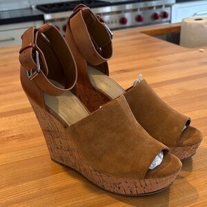 Marc Fisher Brown Suede Wedge Sandals Size 10